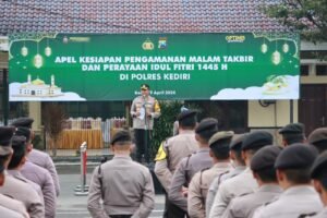 Apel Pasukan Malam Takbir Lebaran, Polres Kediri Imbau Masyarakat Ramaikan Masjid