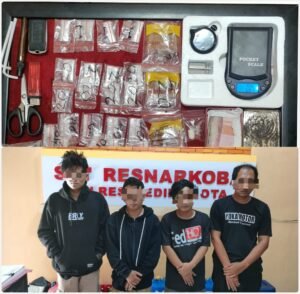 Operasi Tumpas Narkoba, Satresnarkoba Polres Kediri Amankan Empat Pengedar Sabu-Sabu