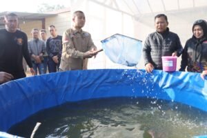 Dukung Ketahanan Pangan, Kapolres Kediri Kota Panen Lele