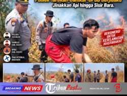 Kebakaran Lahan SDHI Dekat Bandara Dhoho di Tengah Angin Kencang, Polsek Tarokan-Damkar-BPBD Berjibaku Jinakkan Api hingga Sisir Bara