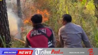 Polres Magetan Bersama Tim Gabungan Tangani Karhutla di Panekan Lereng Gunung Lawu