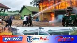 Gerak Cepat Anggota Kodim 0910/Malinau Bantu Padamkan Kebakaran Ponpes Al-Khairaat Putra.