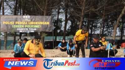 Polresta Tuban Gandeng Pesilat dan Pelajar Hijaukan Pantai Cemara, Sumbang Oksigen untuk Masa Depan